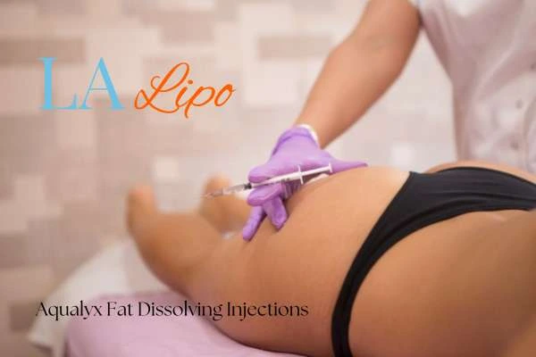 Woman having fat dissolving injections Northwich on thighs
