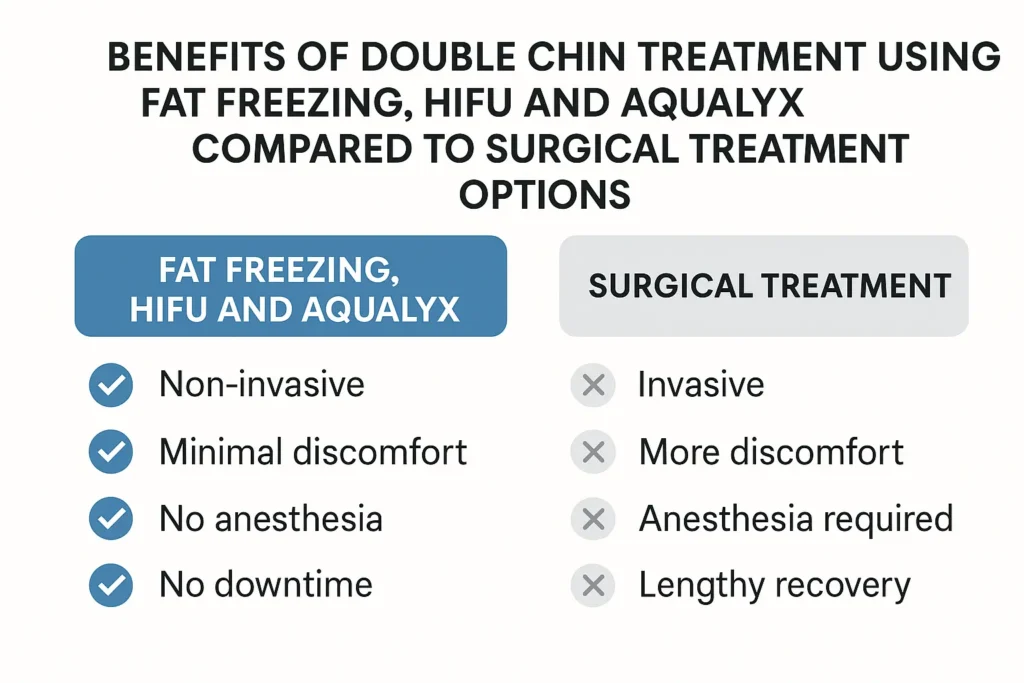 Graphic about the benefits of double chin treatment Northwich - from LA LIPO