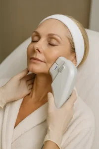 Woman receiving HIFU non surgical facelift treatment Northwich